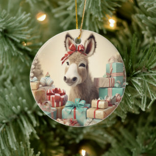 Baby Donkey Familie Ornament, Esel Liebhaber Gesch Keramik Ornament