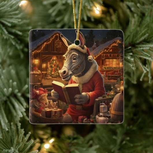 Baby Donkey Familie Ornament, Esel Liebhaber Gesch Keramikornament (Baum)