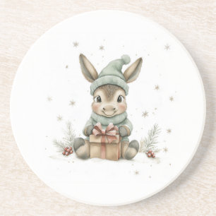Baby Donkey im Winter Weihnachtsmannmütze Geschenk Getränkeuntersetzer