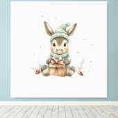 Baby Donkey im Winter Weihnachtsmannmütze Geschenk Leinwanddruck (Insitu (Holzboden))