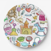 Baby Doodle Modernes Papier Pappteller (Vorderseite)