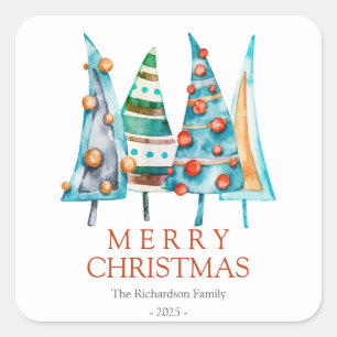 Baby Doodle Pine Frohe Weihnachtsbaumgeschenke Quadratischer Aufkleber