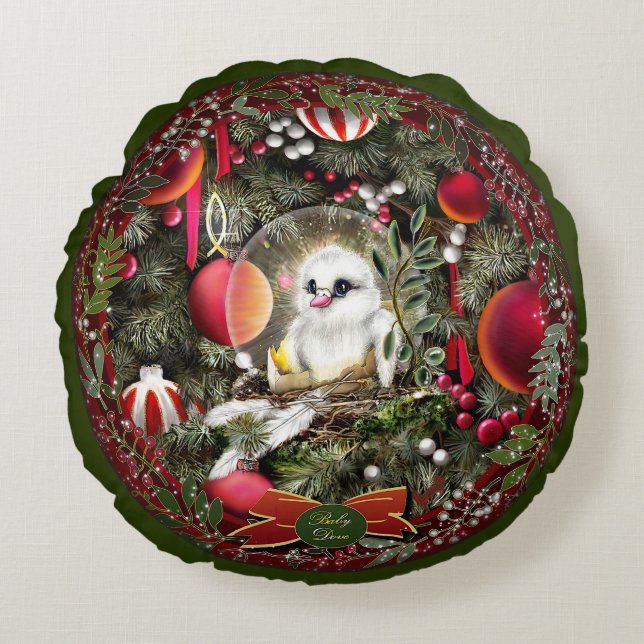 Baby Dove Rundes Kissen (Vorderseite)