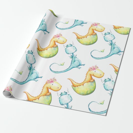 Baby-Drache-Geschenk-Packpapier Geschenkpapier (Ungerollt)