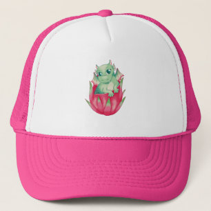 Baby-Drache in einem Drachenfrucht-T-Shirt Truckerkappe