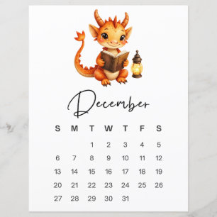 Baby-Drache-Kunstkalender Dezember Whimsical 