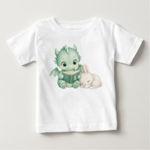 Baby-Drache liest Buch Wasserfarbe-Nursery-Kinder Baby T-shirt