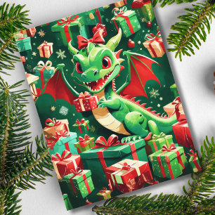 Baby-Drache mit allen Weihnachtsgeschenken ai Feiertagspostkarte