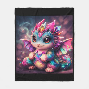 Baby-Drache Regenbogenkristall Fleecedecke