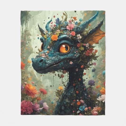 Baby-Drachen-Fantasie Fleecedecke (Vorderseite)
