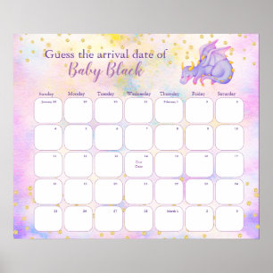 Baby-Drachen-Party Rate den Geburtstermin Kalender Poster