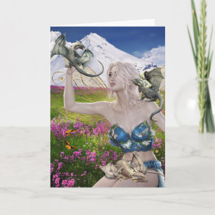 Baby-Drachen und Feen-Fantasie Karte