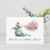 Baby Dragon Atmung Blumenfeuer Vielen Dank Dankeskarte (Stehend Vorderseite)