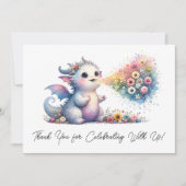 Baby Dragon Atmung Blumenfeuer Vielen Dank Dankeskarte (Vorderseite)