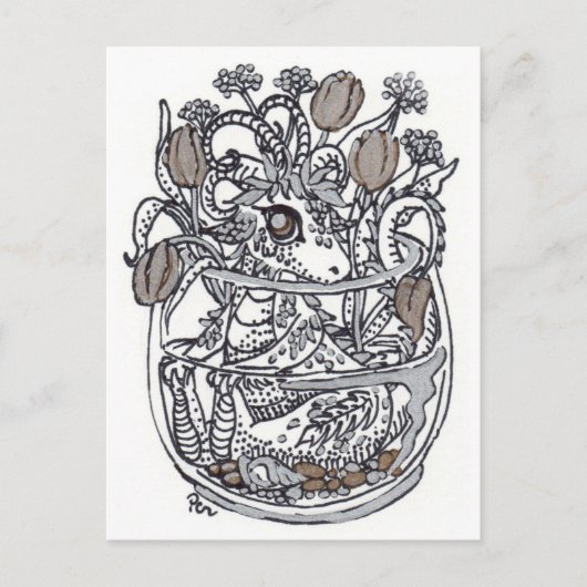 Baby Dragon Blume Bath Postkarte (Vorderseite)