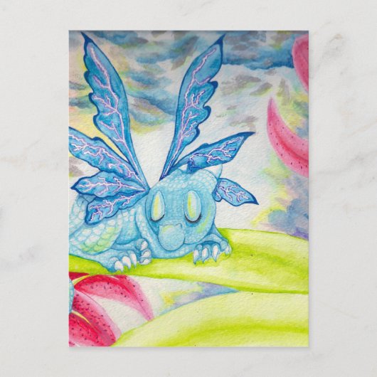 Baby Dragon Fairy Blue Blitz Blume Sturmlilie Postkarte (Vorderseite)