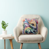 Baby Dragon Floral Art Kissen (Stuhl )