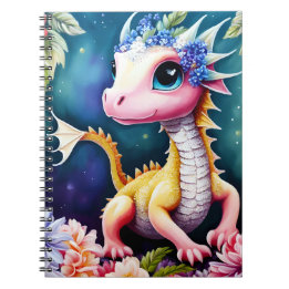 Baby Dragon Floral Space Portrait Notizblock