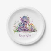 Baby Dragon Gender Reveal Party Pappteller (Vorderseite)