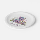 Baby Dragon Gender Reveal Party Pappteller (Schrägansicht)