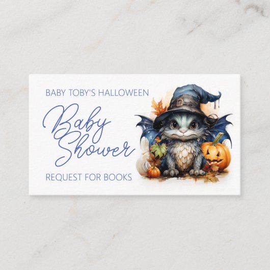 Baby Dragon Halloween Book Request Baby Dusche Begleitkarte (Vorderseite)