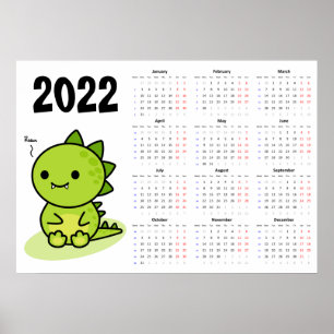 Baby Dragon Kalender 2022 Poster - Montag starten