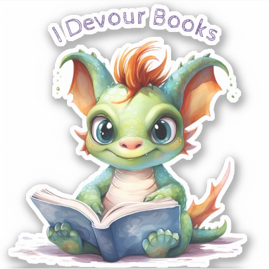 *~* Baby Dragon lesen - I DEVOUR AP88 BÜCHER Aufkleber (Vorderseite)