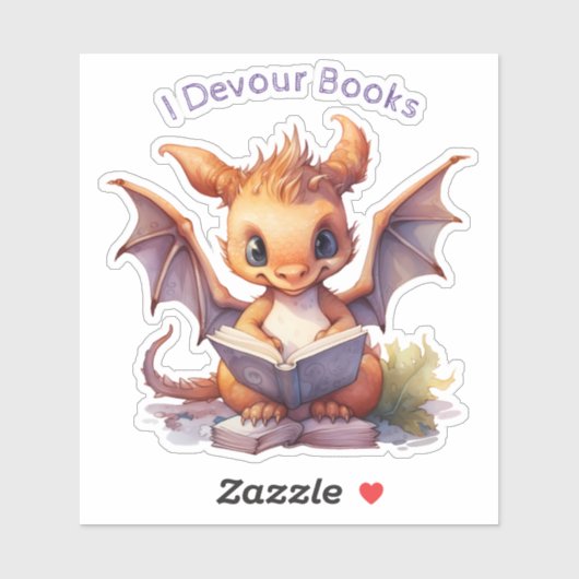 *~* Baby Dragon LESEN - I DEVOUR BÜCHER AP88 Aufkleber (Blatt)