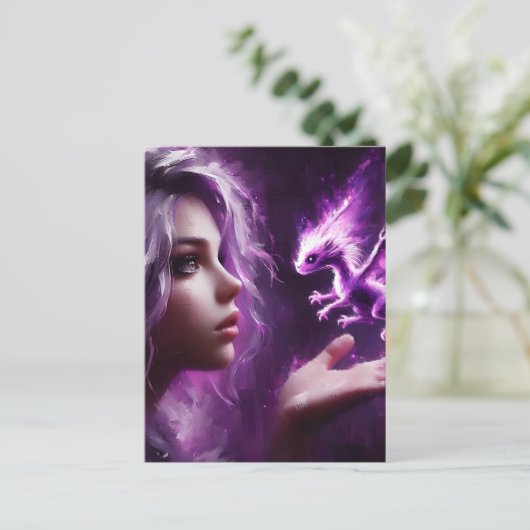 Baby Dragon Lila Postkarte (Stehend Vorderseite)