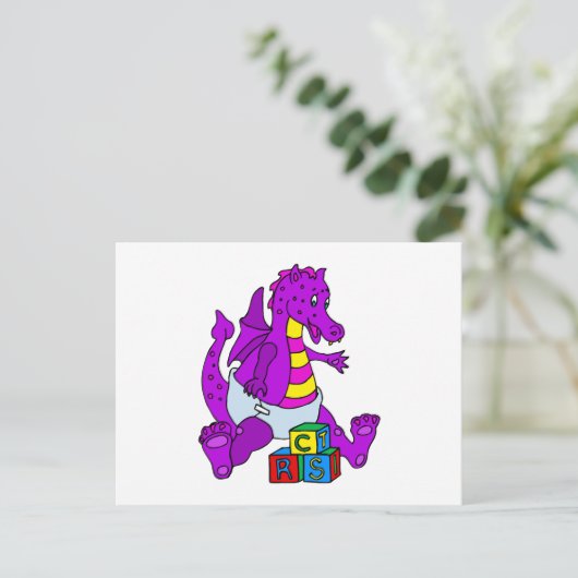 Baby Dragon mit Blocks Postkarte (Stehend Vorderseite)