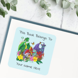 Baby Dragon Nest Fantasy Buchzeichen Quadratischer Aufkleber