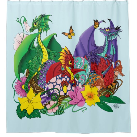 Baby Dragon Nest Fantasy Duschvorhang (Vorderseite)