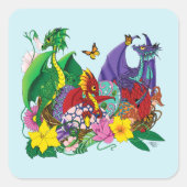 Baby Dragon Nest Fantasy Quadratischer Aufkleber (Vorderseite)