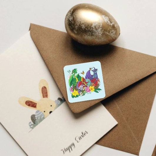 Baby Dragon Nest Fantasy Quadratischer Aufkleber