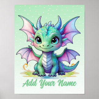 Baby Dragon - Personalisierte Kunst des Kinderzimm Poster