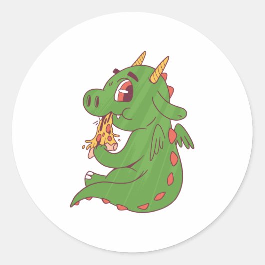 Baby Dragon Pizza Runder Aufkleber (Vorderseite)