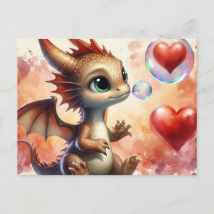 Baby Dragon Valentine Postkarte