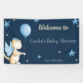 Baby Dragon Willkommen bei Baby Shower Navy Blue Banner (Horizontal)