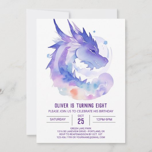 Baby Dragon's Celestial Birthday Einladung (Vorderseite)