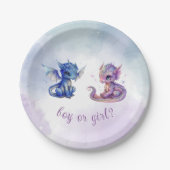 Baby Dragons Gender Reveal Party Pappteller (Vorderseite)