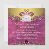 Baby Dress Pink und Gold Baby Dusche Einladung (Rückseite)