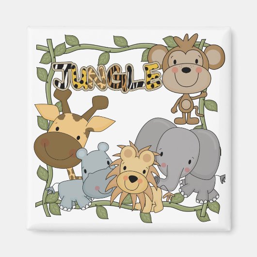 Baby-Dschungel-Tier-T-Shirts und Geschenke Magnet (Vorne)