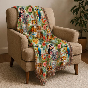 Baby-Dschungeltiere Tropische Kinderdecke Decke