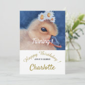 Baby Duck 1. Geburtstag Einladung (Stehend Vorderseite)
