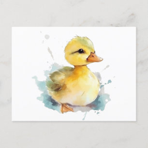 Baby Duck Watercolor Postcard Postkarte