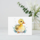Baby Duck Watercolor Postcard Postkarte (Stehend Vorderseite)