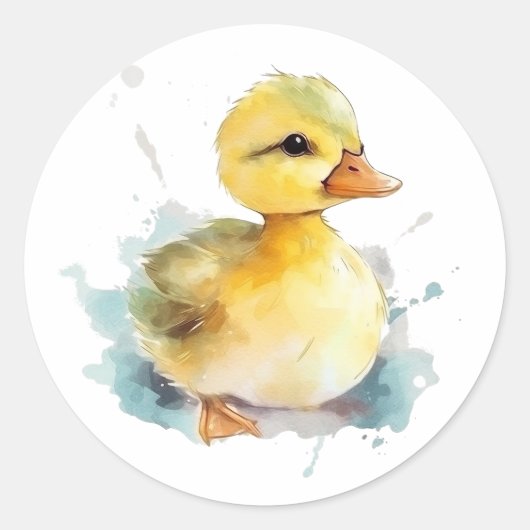 Baby Duck Watercolor Round Aufkleber (Vorderseite)