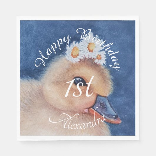 Baby Duckling Happy Birthday Serviette (Vorderseite)