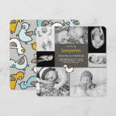 Baby Ducks Foto Collage Boy Geburtserklärung Ankündigung (Vorne/Hinten)