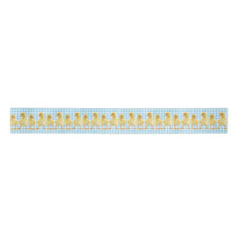 Baby Ducks on Aqua Gingham Satinband